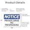 Signmission Private Drive No Trespassing OSHA Notice Sign, Aluminum, 18in W x 12in L, 2PK OS-2PACK-NS-A-1218-L-17809 - alternate 4